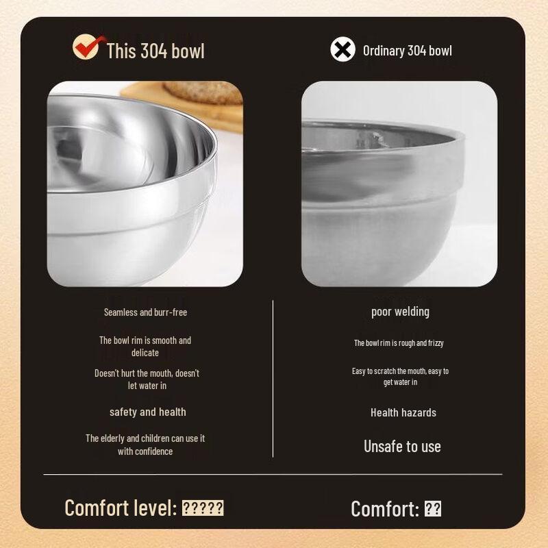 304 Stainless Steel Double-Layer Kids Rice & Soup Bowl