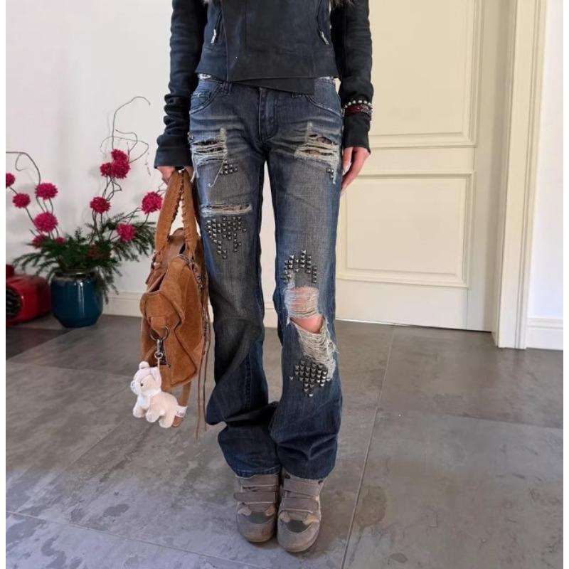 European And American Style New Washed Jeans Men'S And Women'S Retro High Street Straight Trousers Ins