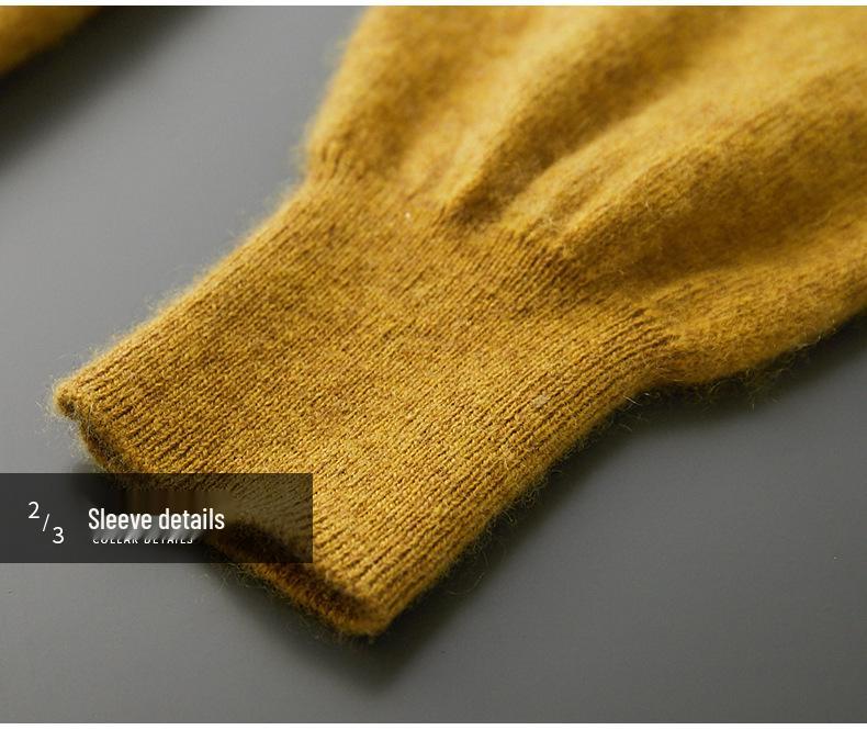 Men's Solid Color Cashmere Raglan Sleeve Sweater - Fall/Winter Half-High Neck, Versatile and Pure.