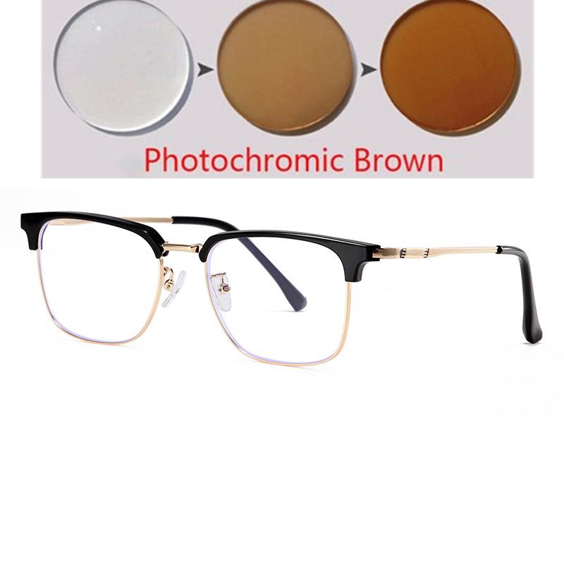 Prescription 0 -0.5 -0.75 To -6.0 Half Frame Square Nearsighted Glasses For Men Retro Anti Blue Rays Myopes Lunettes Male