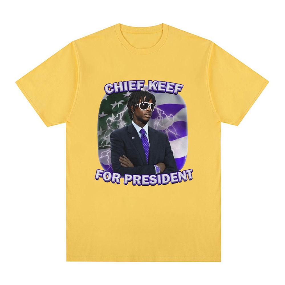 Rapper Chief Keef for President Graphic T Shirt Men Fashion Hip Hop Short Sleeve T-shirt Vintage Gothic Oversized T Shirts Tops