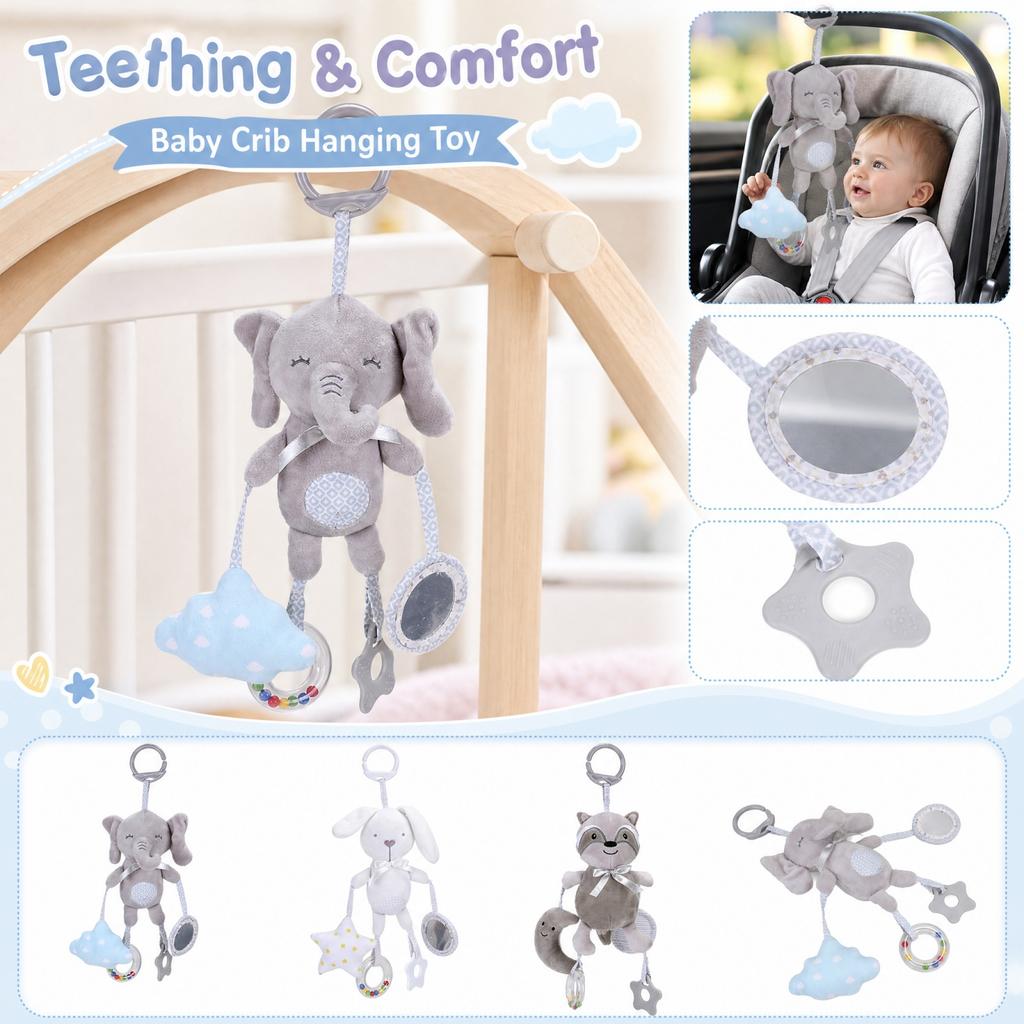 Baby Hanging Toy with Teether for Soothing and Sensory Development