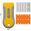 Glass Scraper, Defrosting Scraper, Stain Remover, Paint/Stickers/Labels/Adhesive Remover, 10 Replacement Blades Included: 5 Plastic Blades, 5 Stainles