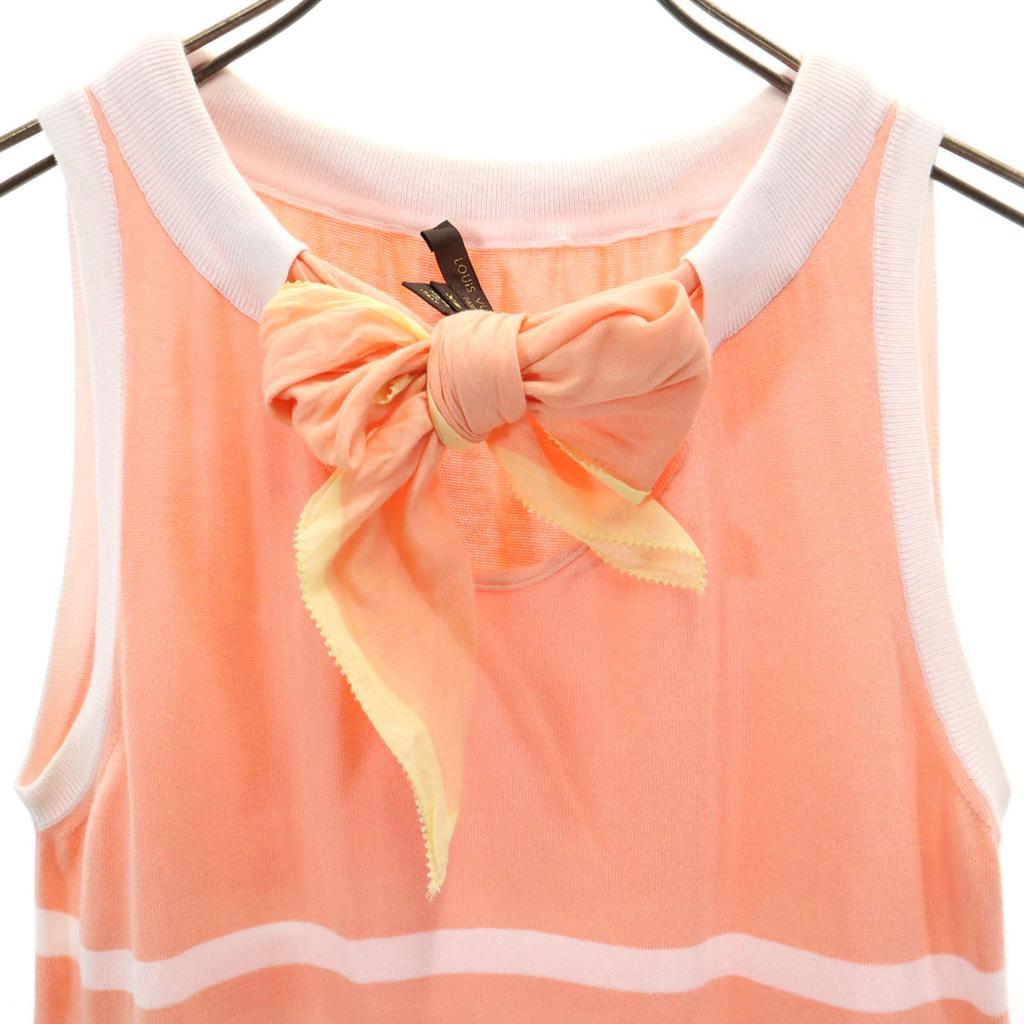 LOUIS VUITTON made in Italy Border Pattern No sleeve knit XS salmon pink Women Used