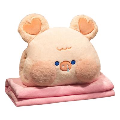 Stuffed Animals Travel Blanket Pillow Set Soft Plush Hugging Pillow Cute Plush Toy with Hand Warmer