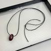 Fashionable Long Black Cord Sweater Chain Agate Sphere Long Necklace Unique Clavicle Chain Jewelry for Fashion Lover
