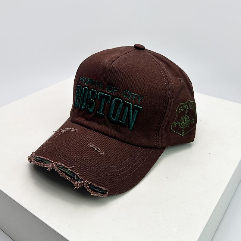 New Unisex Letter Embroidery Broken Style Baseball Hats Breathable Personal Sunshade Peaked Caps Versatile Fashion Street Retro