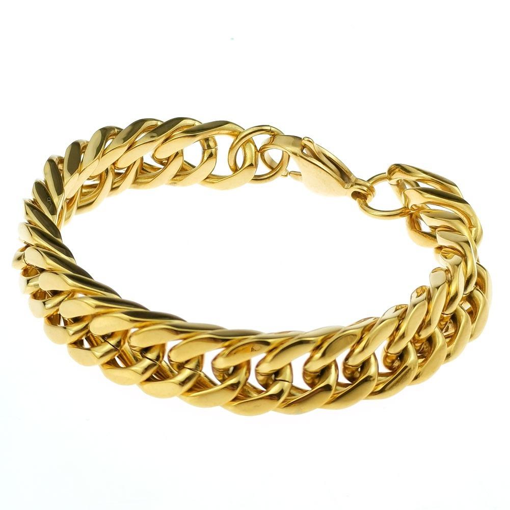 Gold Color Stainless Steel Cuban Bracelet For Men Women Gift Jewelry