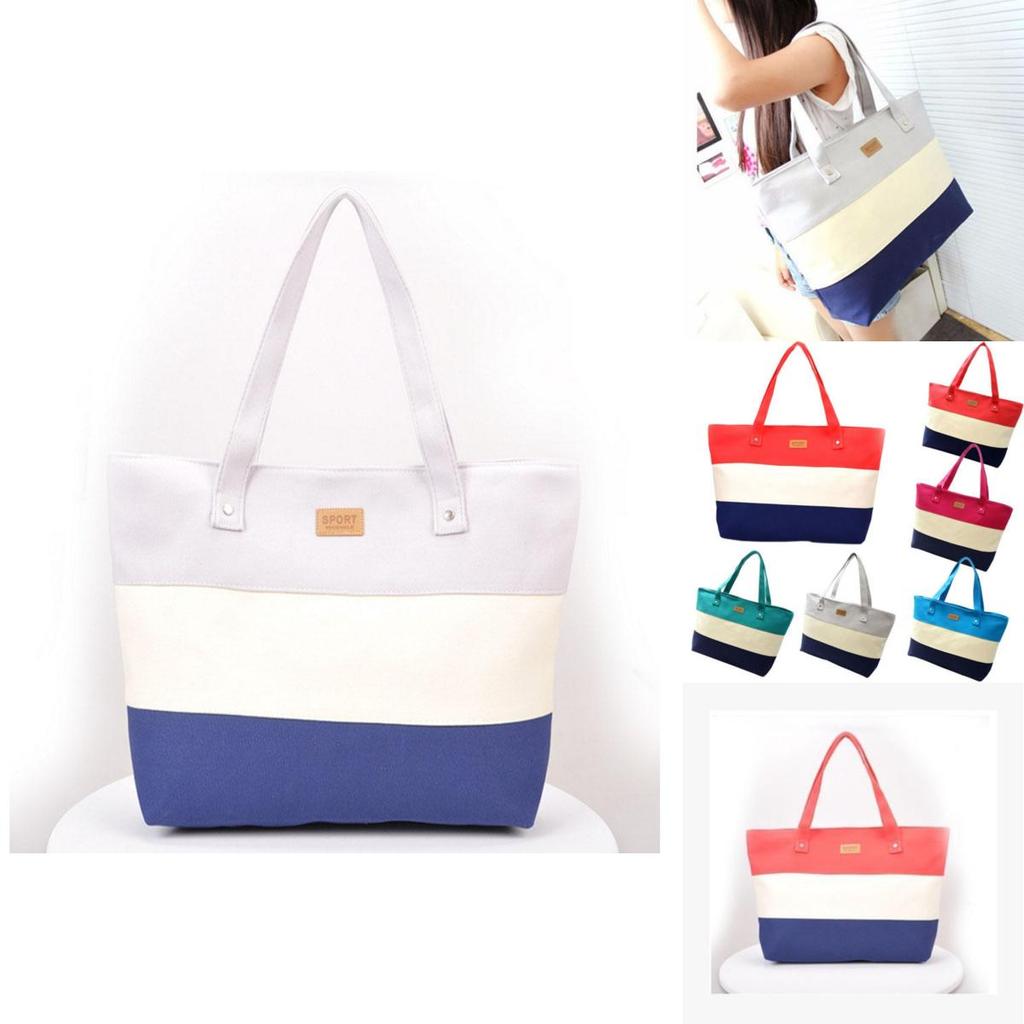 Chic Women Canvas Stripe Handbag With Premium Quality For Summer Essentials