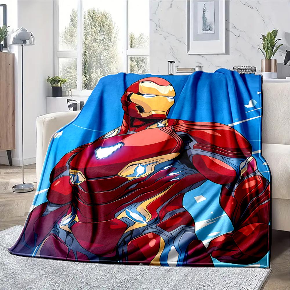Iron Man Theme Printed Blanket - Perfect for Couch, Bed, Travel & Outdoor Use | Machine Washable, Cozy & Durable.