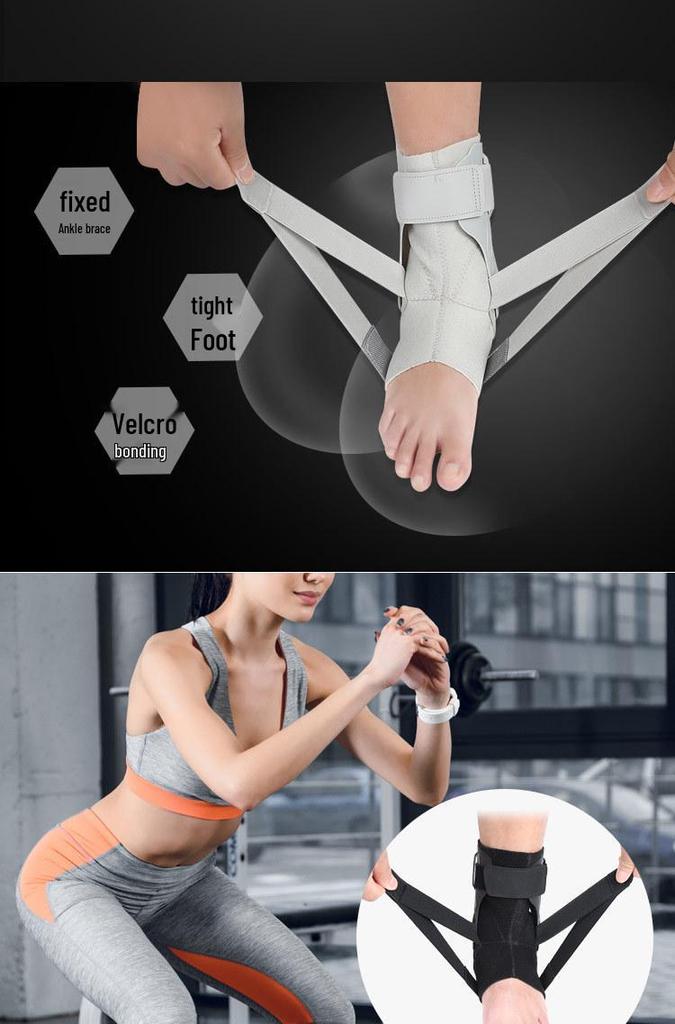 Unisex Sports Compression Ankle Brace with Double Support Straps for Outdoor Fitness and Basketball