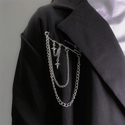 Chain Star Pendant Brooch For Women Men Suit Decoration Tassel Chain  Pin Cloth Jewelry Accessories  Pins