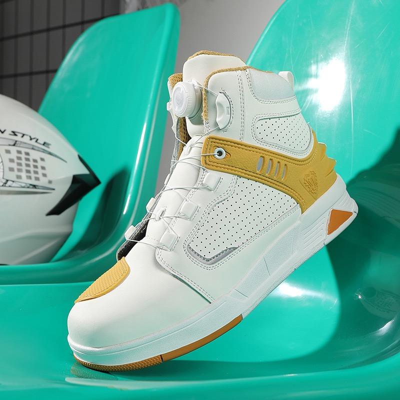 Size 47 Men's Shoes Top Quality Riding Boots Motorcycle Shoes for Men's Leather Waterproof Quick Lacing Biker Shoes Botas Hombre