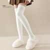 1 Pair Women Winter Socks Tihick Plush Over Knee Socks Anti-slip Solid Color Warm Thickened Stockings Warmth Socks for Various Occasions
