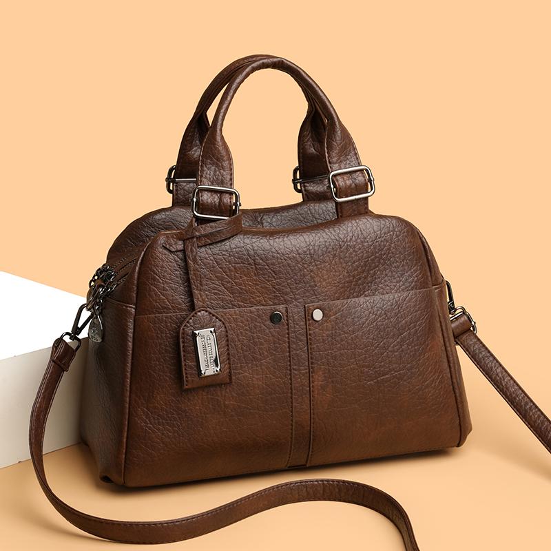 Bolsa Tote Grande Capacidade PU Feminina Multicompartimentos para o Dia a Dia Ombro Transversal
