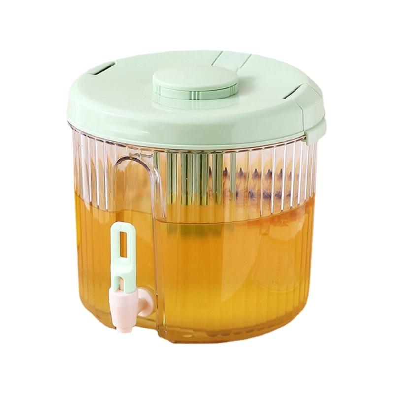 Portable Refrigerator Plastic Drink Dispenser With Tap Leak Proof Iced Beverage Container for Cocktails Juice Storage