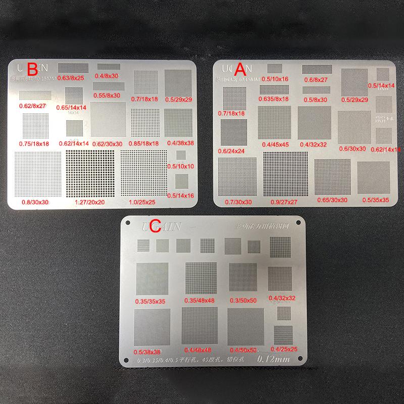 1/3 Piezas de alta calidad Plantilla Universal BGA Reballing agujero cuadrado Calentamiento directo Plantilla BGA para Teléfono móvil portátil CPU IC Chip