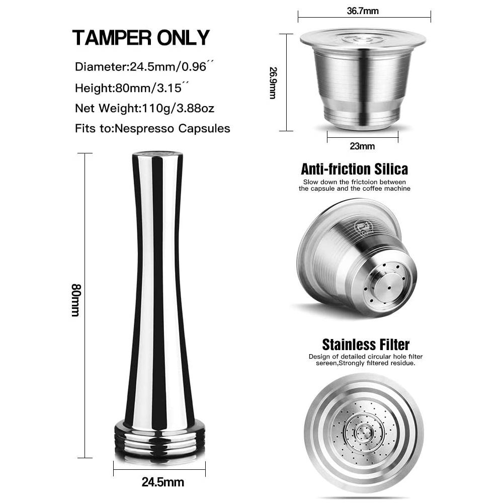 Para Cápsula de Café Reutilizável Nespresso Pod com Filtro Reutilizável com Anel Dosador Compactador Acessórios Ferramentas para Máquina de Café