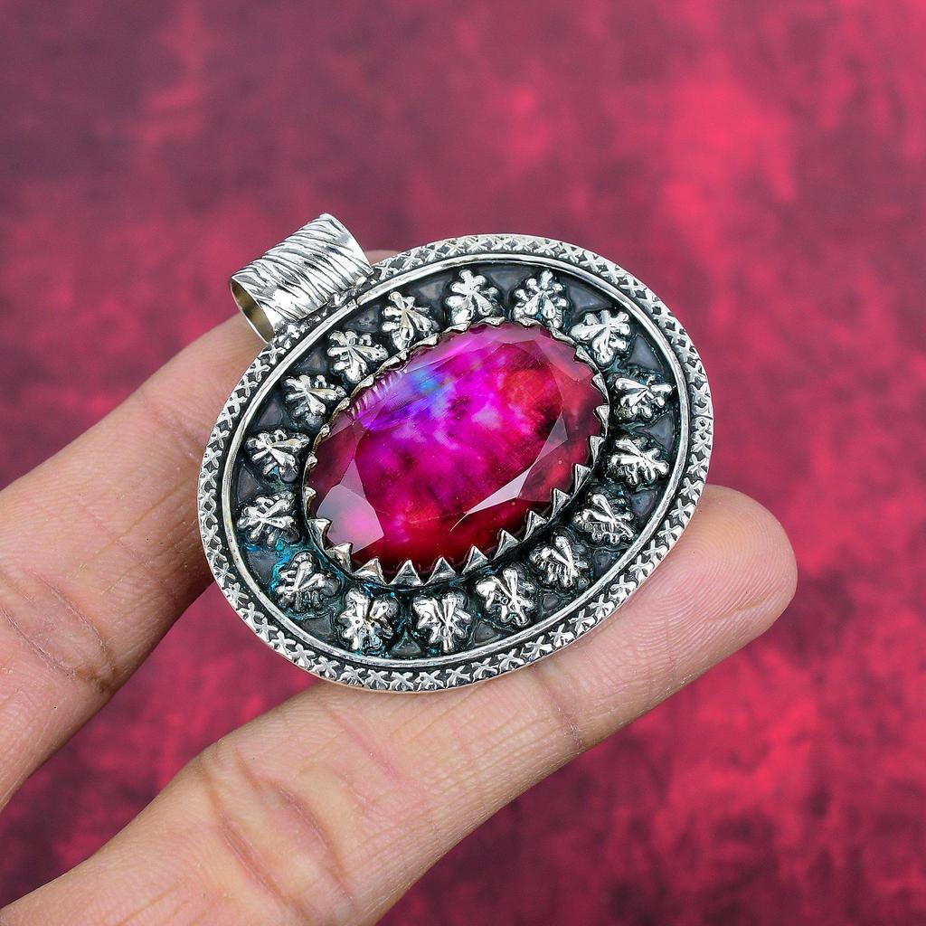 Ammolite Pendant Gemstone Handmade Jewelry, 925 Solid Sterling Silver Pendant, Gift For Wife Jewelry