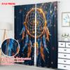 Set Of 2 Bohemian Flat Printing Curtains Dreamcatcher Native American Feathers Digital Printed Polyester Drapes Festive Curtain Made