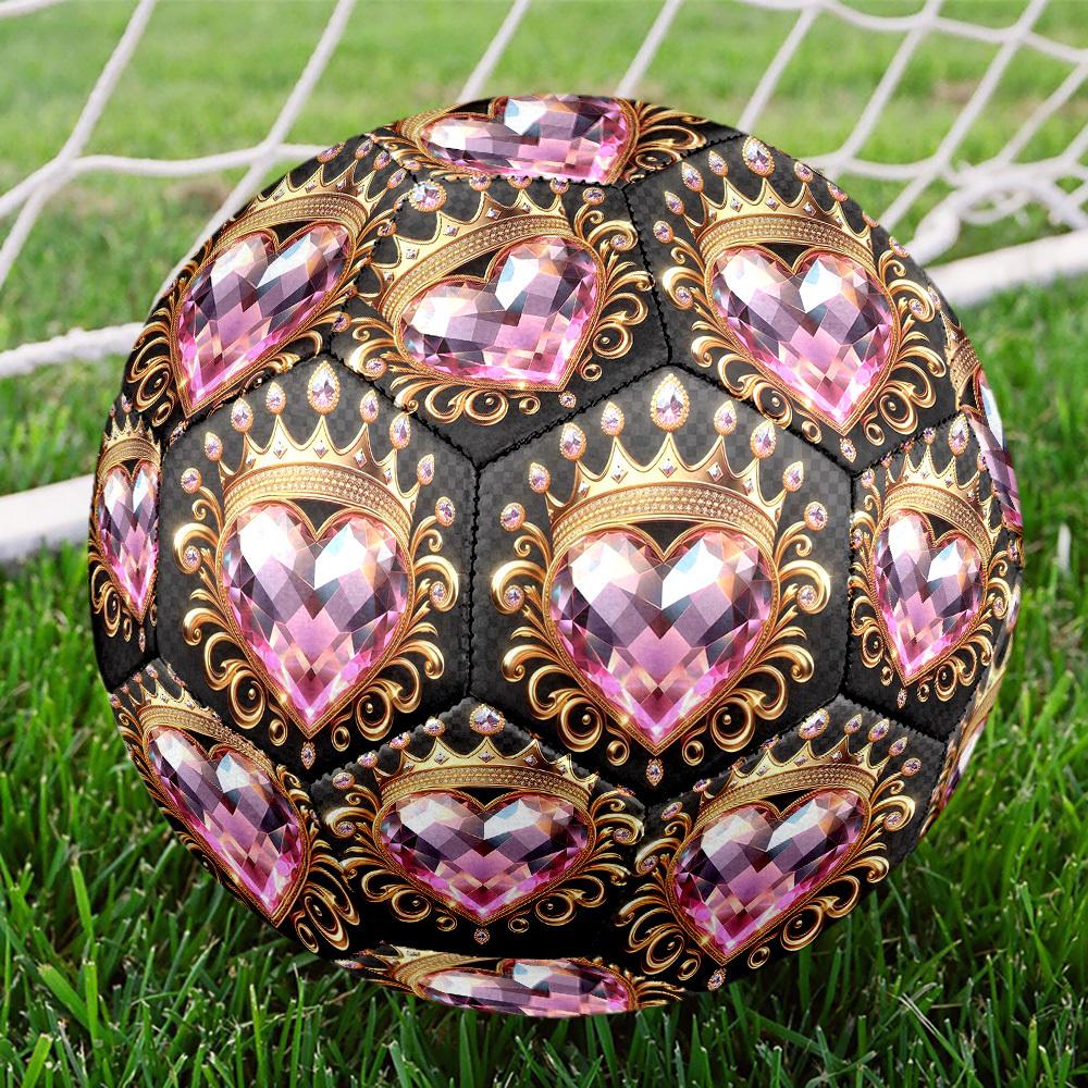 1pc Royal Heart Crown Size 5 Soccer Ball Professional Match Training Football Indoor &Outdoor Sports Ball Lightweight Durable m6512