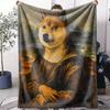 M-Mona Lisa Cat Dog Parody Throw Soft Flannel Throw Summer Blanket Lightweight Cozy Nap Blanket for Sofa Bed Travel
