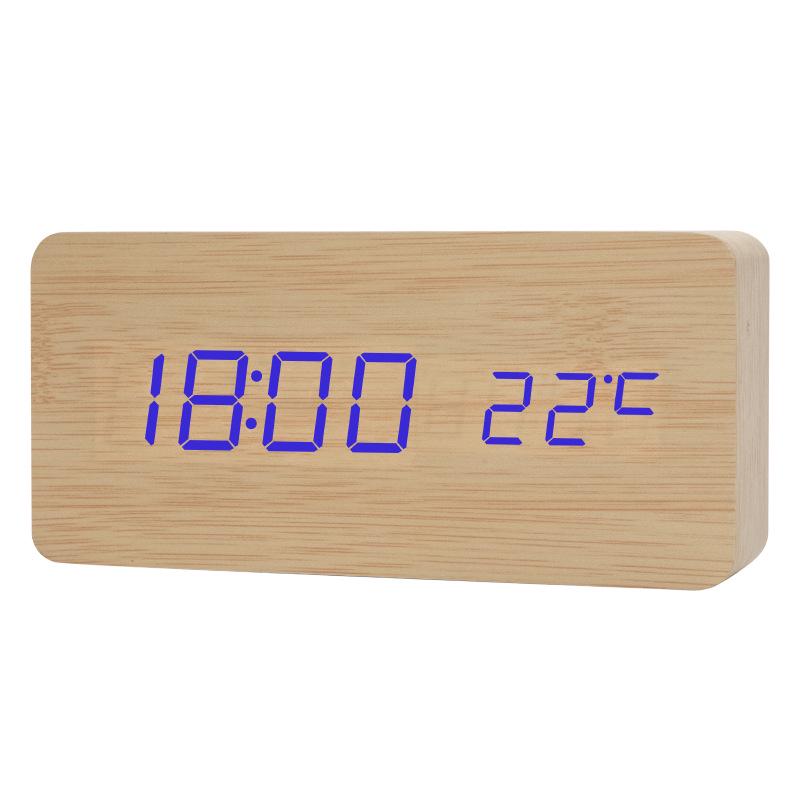 Silent LED Retro Wooden Alarm Clock - Creative and Luminous for Bedroom or Living Room