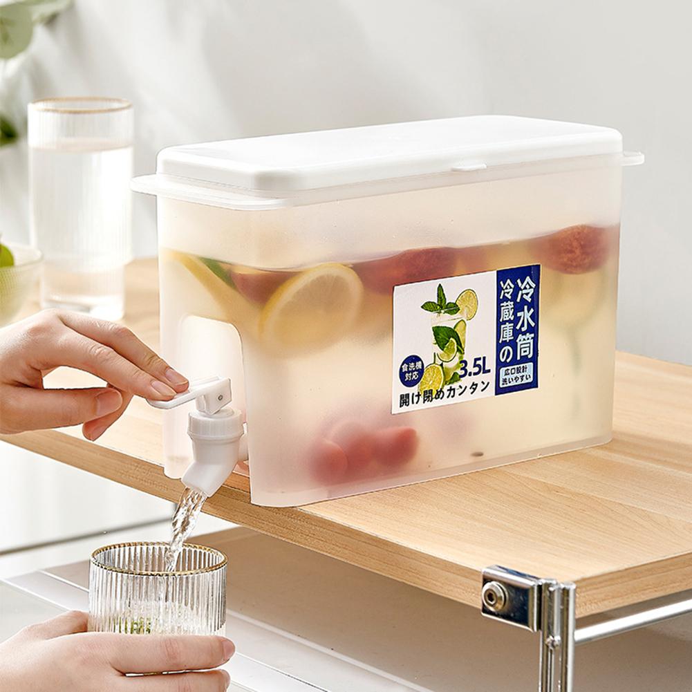 3.5l Household Water Container With Faucet 3.5l Large Capacity Summer Drink Dispenser For Lemon Fruit Tea Cold Drinks
