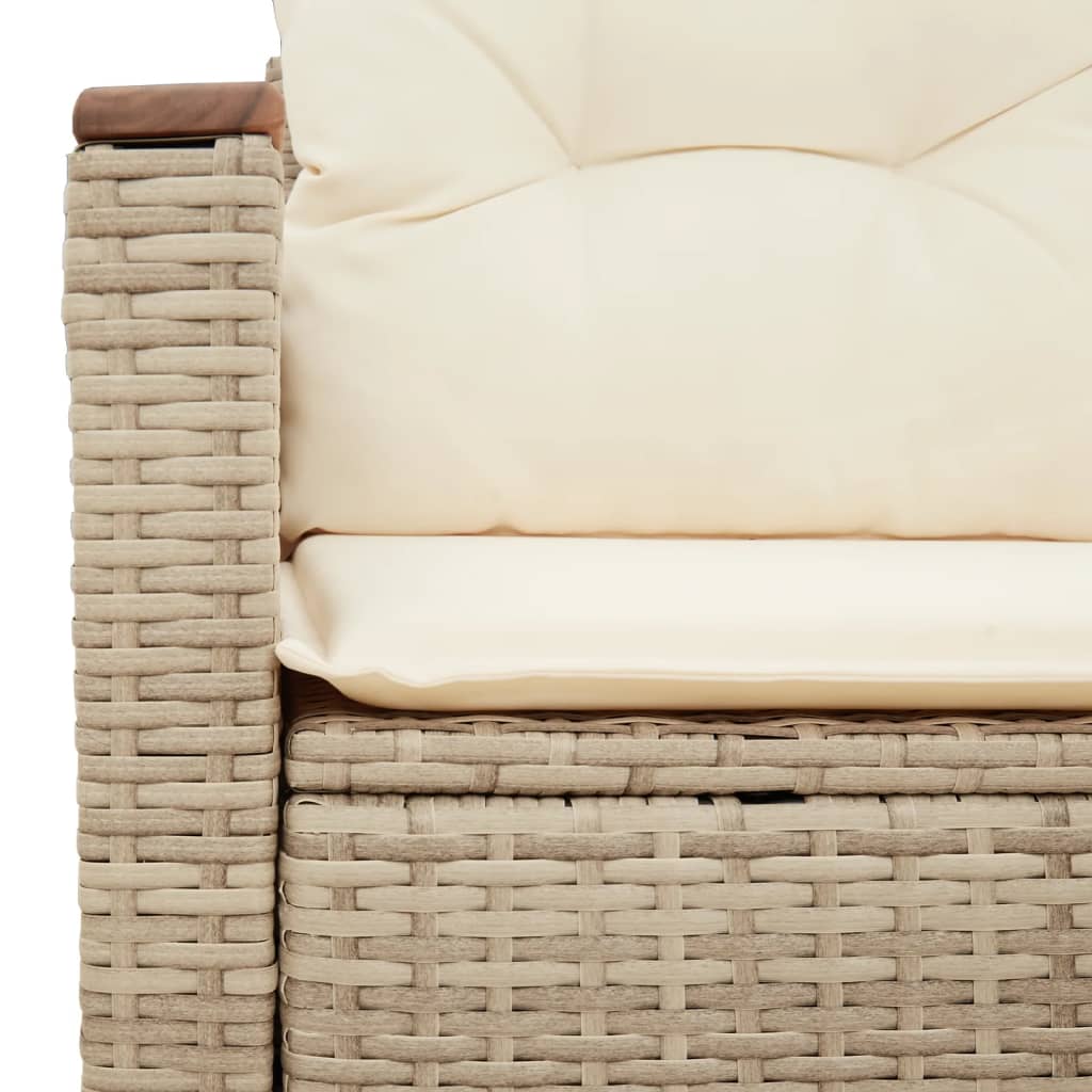 2 Seater Garden Sofa with Cushions Beige Poly Rattan