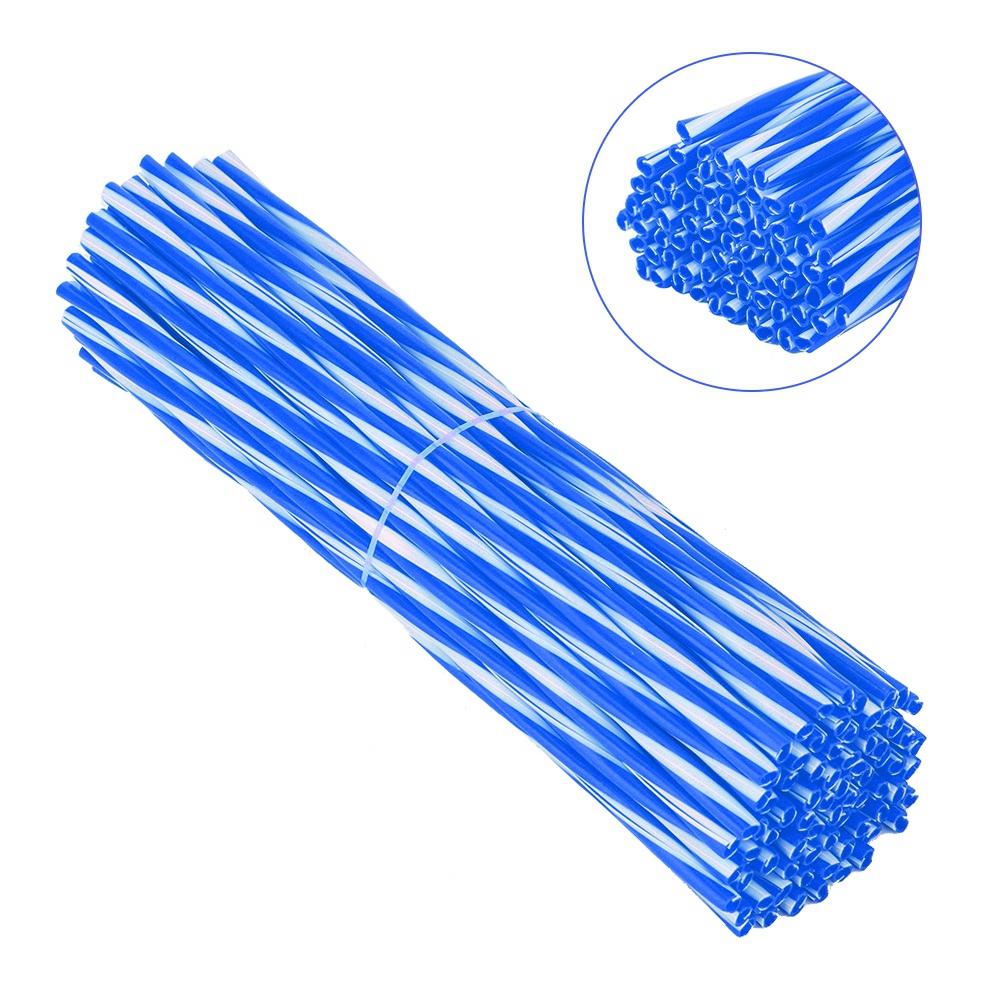 72PcsPack Motorcycle Dirt Bike Wheel Spoke Protector Cover Guard Wrap(Blue and White)