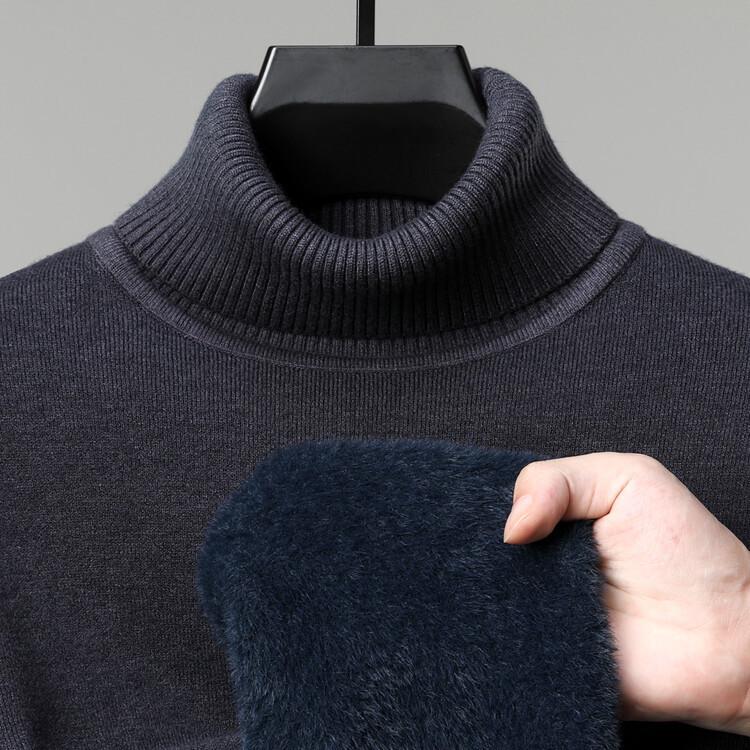 Men s Half-High Collar Velour Wool Sweater - Plus Velvet, Thickened, Casual, Fall/Winter Style L