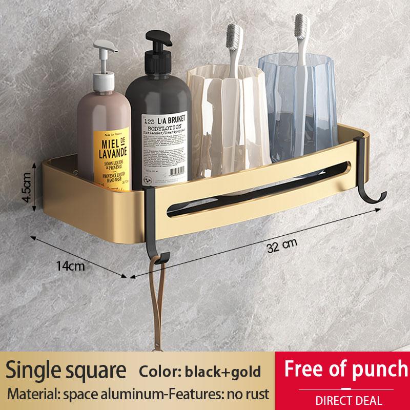 Golden Bathroom Shelf Space Aluminum Thickened Toilet Storage Rack   Bathroom Corner Rack Shower Rack Black Gold Triangle Basket