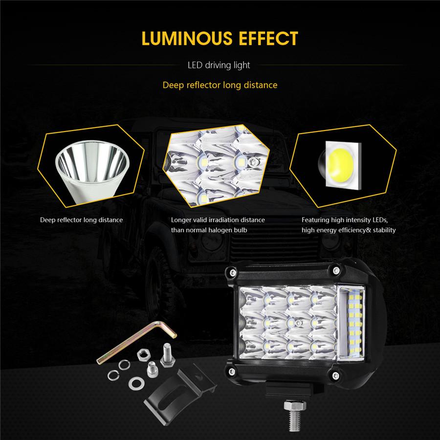 4 inch 57W Side Luminous Led Work Car Driving Lamp Offroad Light Bar Combo