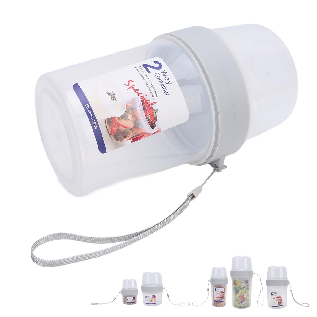 Double Layer Food Storage Cup Microwave Safe Sealed Dispenser Portable Yogurt Container for Salad Fr