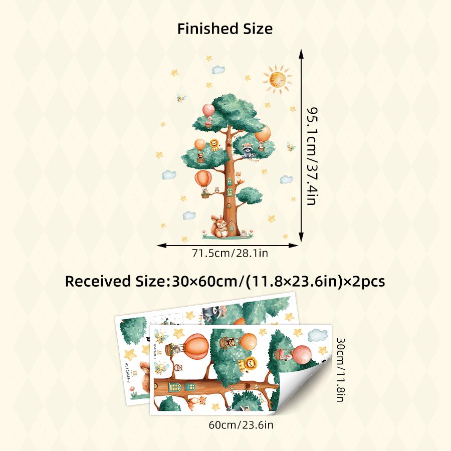 Whimsical Cartoon Tree & Animals Wall Decals - Removable Vinyl Stickers for Kids Room, Nursery & Playful Forest Theme Decor