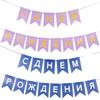 1 Set Birthday Durable Party Reusable Flag Elegant Banner Gold Russian Premium Letter Glitter