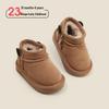 Boys' Winter Matte Leather Snow Boots, Ankle Boots for Infants, Toddler Walking Shoes, Baby Cotton Shoes, Warm Children's Leather Shoes.