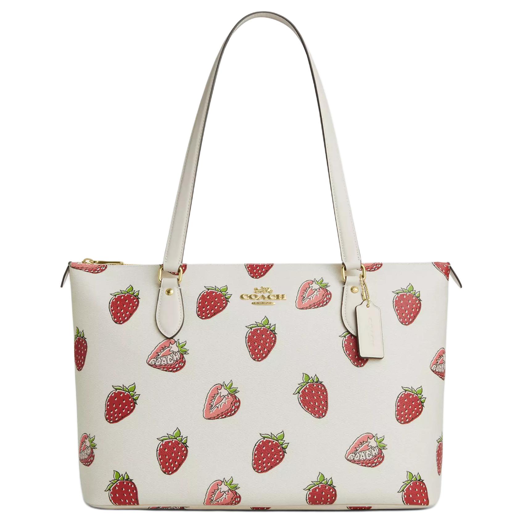 

Coach Gallery 36 Strawberry Print Coated Canvas Shoulder Bag Large Women Shoulder Bag White Red CAR34-IMCAH Basic Set (Bag+Dust Bag)