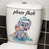 1pc Contemporary Style Cartoon Elephant Wall Sticker, PVC "Please Flush" Toilet Decor, Self-Adhesive Bathroom Decal,Animal Theme