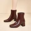 Women 2025 Autumn/winter Square Toe Women's Boots Fashion Zipper Casual Comfortable  Ankle Boots for Woman Size 35-40