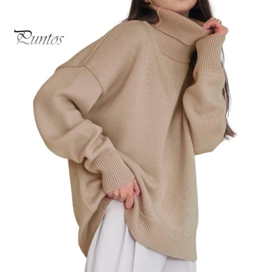 

Женский свитер с высоким воротником, длинным рукавом, ребристой отделкой, пуловер, свободный крой, однотонный, средней длины, трикотажные топы S абрикосовый