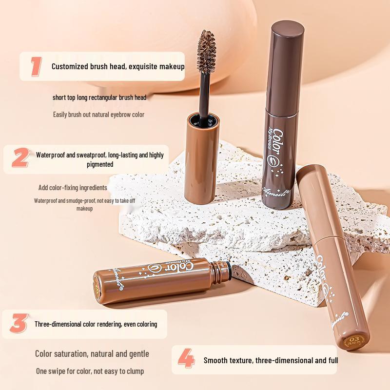 Aimeili Natural 3D Eyebrow Dye Waterproof Smudge-Proof Cream, Long-Lasting Makeup, Deep Brown/Natural Brown.