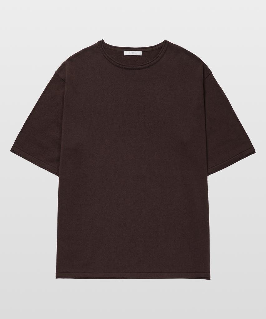 MANNERGRAM 100% Soft Cotton Rolling Edge Round Short Sleeve Knit Brown