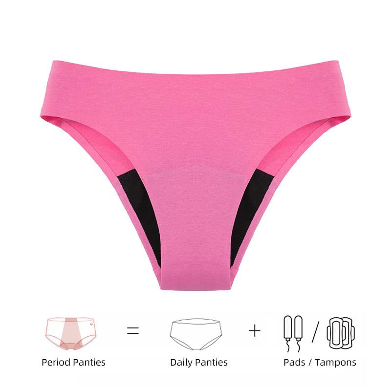 Seamless Cotton Menstrual Panties 4-Layer Leakproof Fast Absorption Teenager Macaron Period Panties Mid-Rise Incontinence Undies