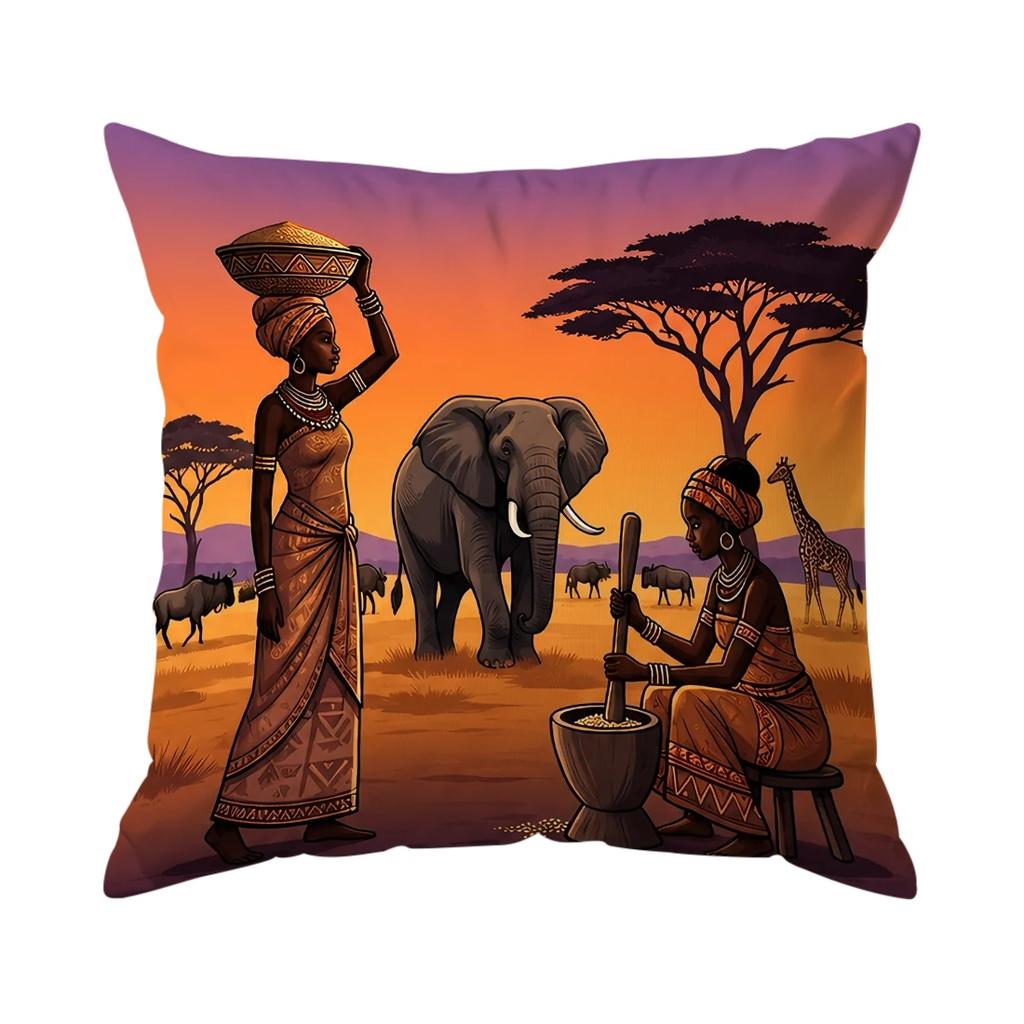 1pcs/4pcs African Style Elephant Cushions Pillowcase Polyester Cushion Cover Throw Pillow Pillowcover Home Car Sofa Decor