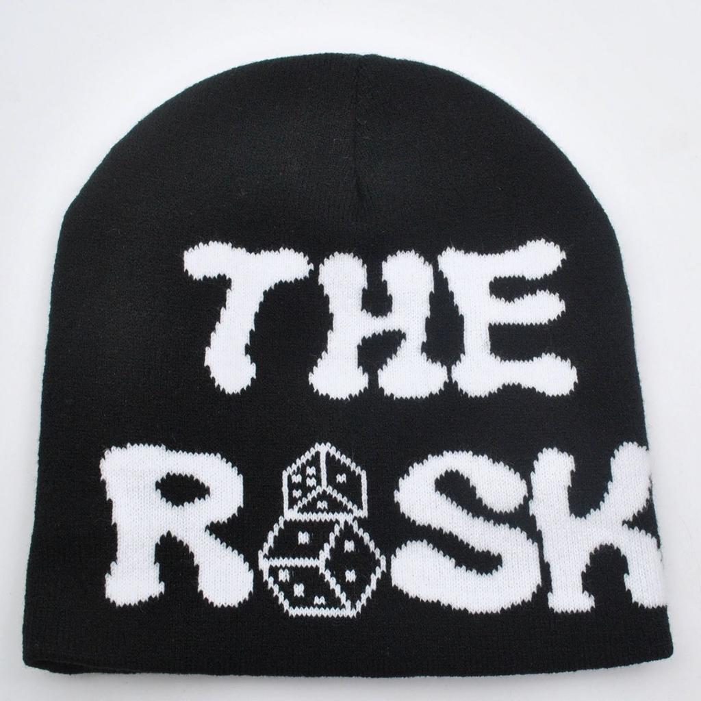 THE RISK Risk Dice Letter Embroidery Knitted Hat Cold Hat Wool Hat, Male and Female Couples Hip Hop Autumn and Winter Hat