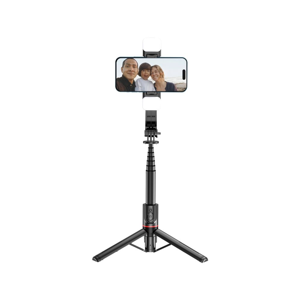 Tech-Protect L05S Bluetooth Selfiestang Stativ & LED-lys Svart