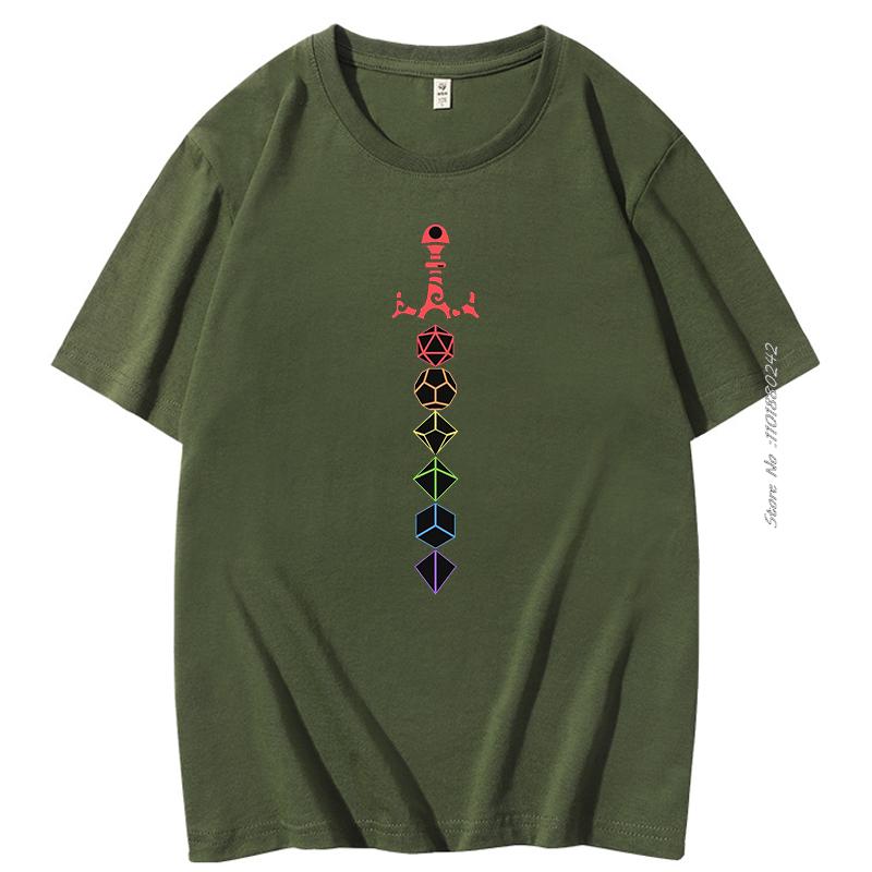 Dungeon Master Adventure Games Cotton Tshirt Dice Set Sword Table Rpg Gaming Short Sleeve Tee Summer Harajuku Graphic T Shirts