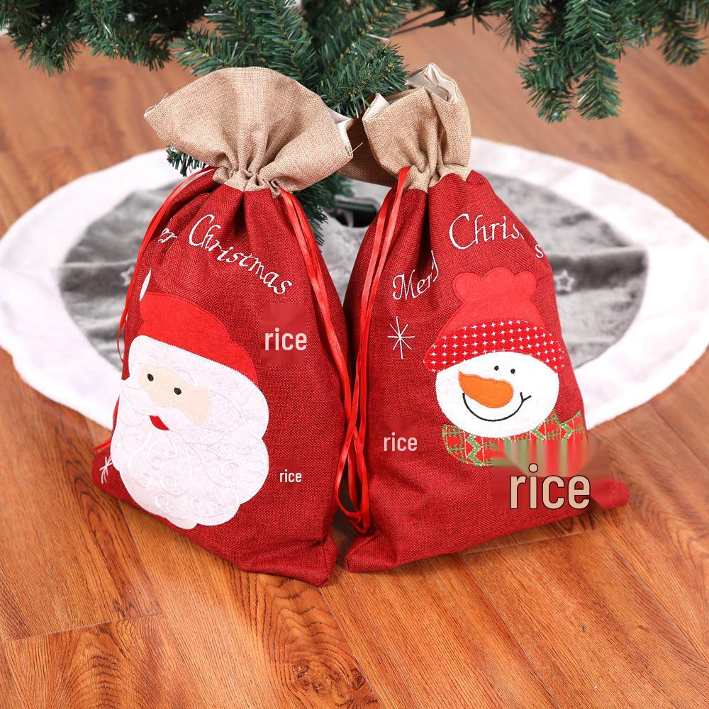 Santa Claus Burlap Christmas Gift and Candy Tote Bag