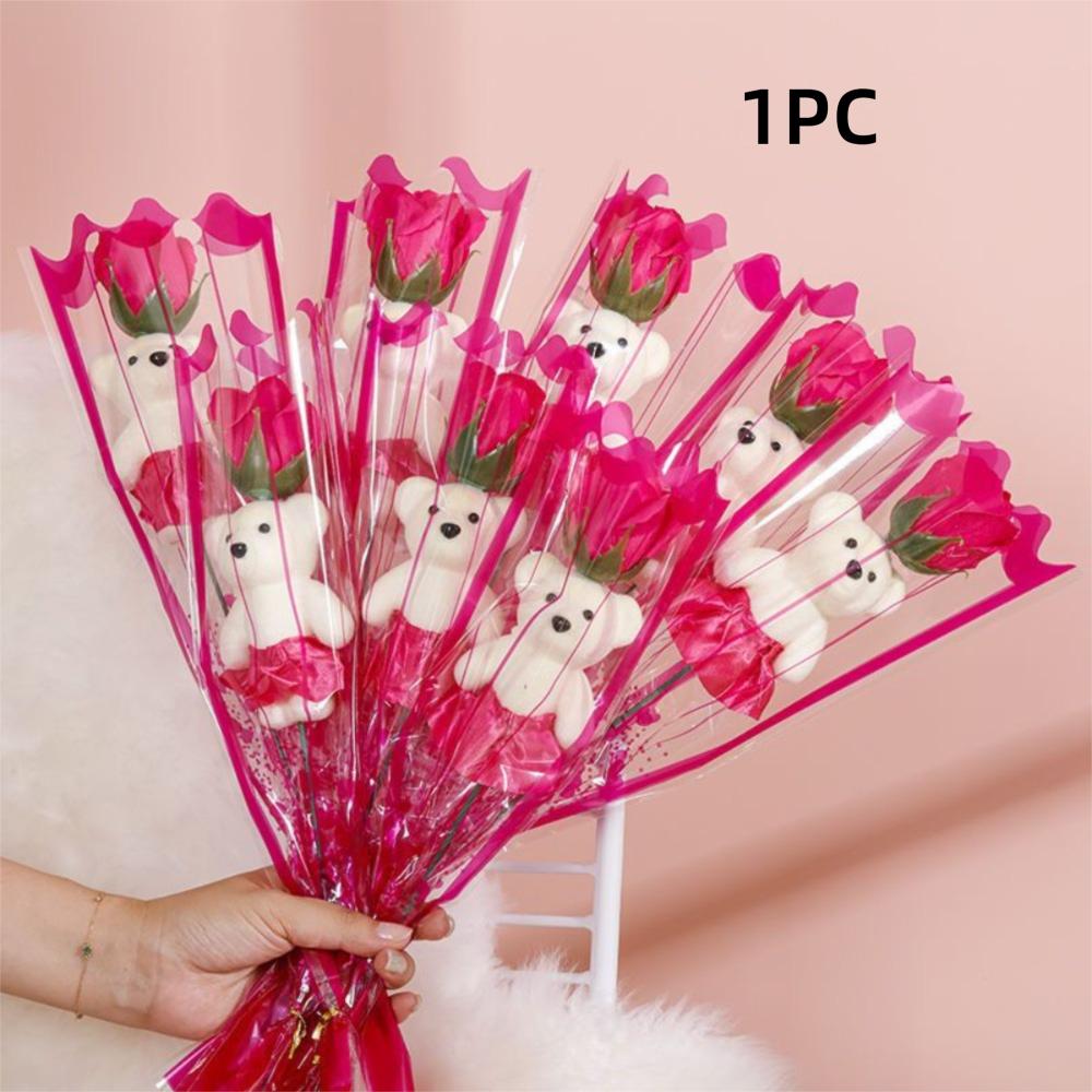 Soap Flower Artificial Rose Flowers Plush Toy Bear Bouquet Decoration